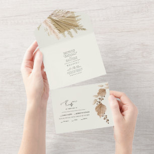Pampas Dried Flowers No Parents Wedding All In One Invitation