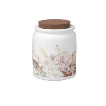 Pampas Dried Grass Tropical Jungle Floral Wedding Candy Jar