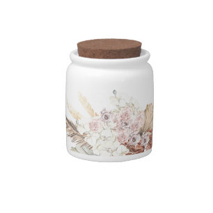 Pampas Dried Grass Tropical Jungle Floral Wedding Candy Jar