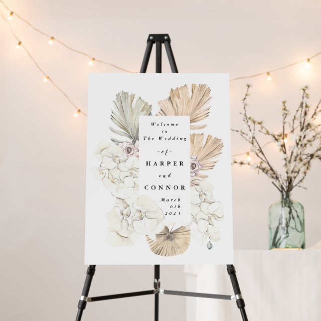 Pampas Dried Grass Tropical Wedding Welcome Poster (In Situ (Stand))