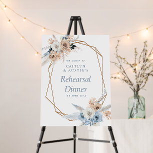 pampas dusty blue rehearsal dinner welcome sign