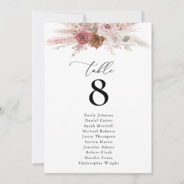 Pampas dusty pink floral Table Number