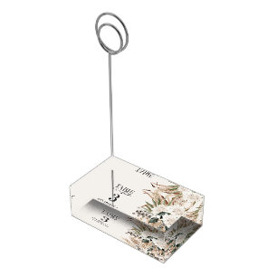 Pampas eucalyptus elegant wedding table number place card holder