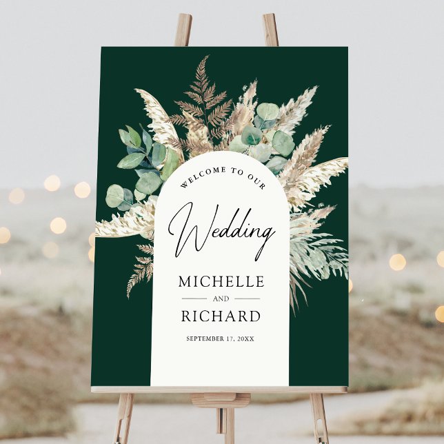 Pampas Eucalyptus Emerald Wedding Welcome Sign (Creator Uploaded)