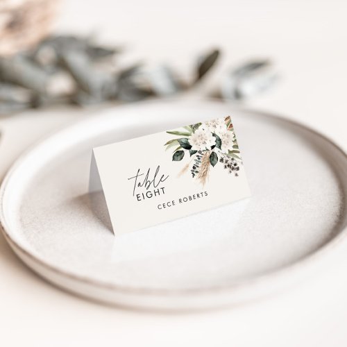 Pampas eucalyptus sage green modern rustic wedding place card