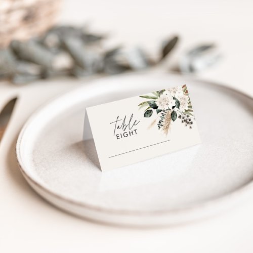 Pampas eucalyptus sage green modern rustic wedding place card