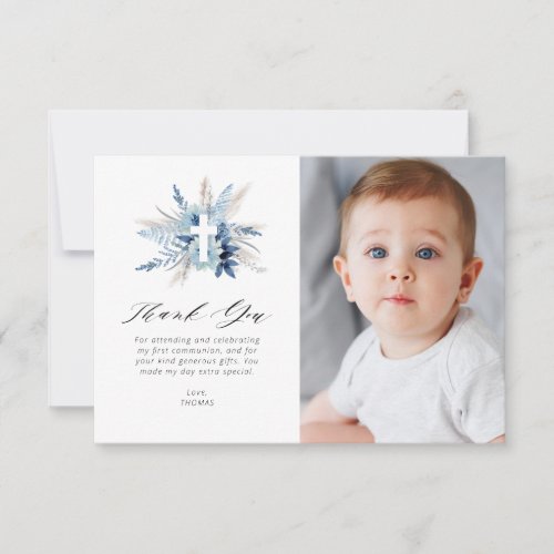 pampas first communion photo thank you card