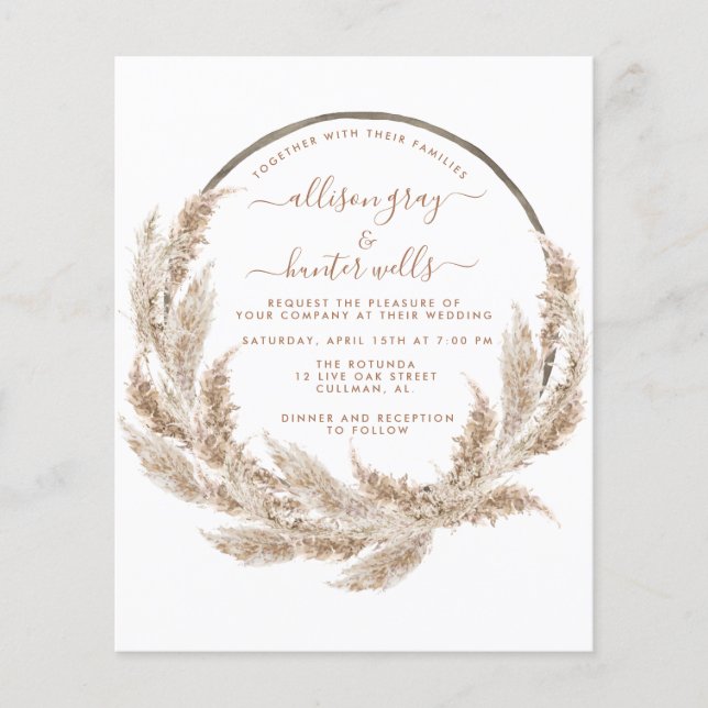 Pampas Floral Wedding Invitation   (Front)