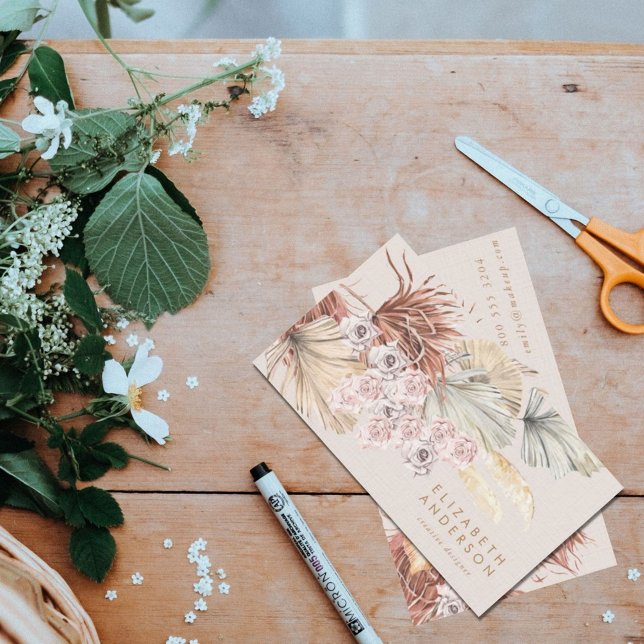 Pampas Florist Grass Floral Tropical Jungle Business Card (Creator Uploaded)