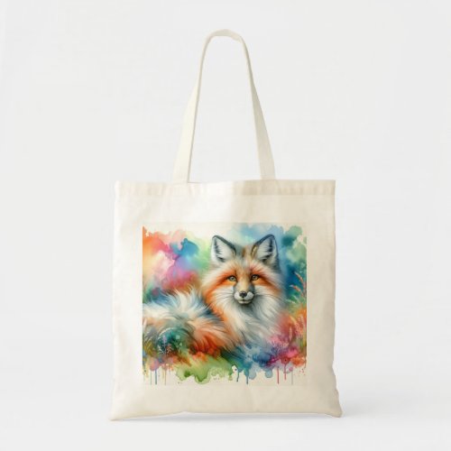 Pampas Fox in Light AREF565 _ Watercolor Tote Bag