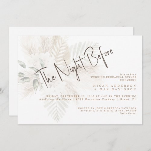 Pampas  Gold The Night Before Rehearsal Dinner Invitation