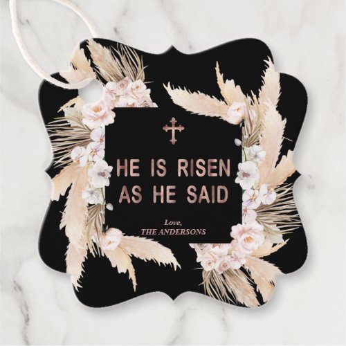 Pampas Gras Orchid Flowers He Is Risen Easter   Favor Tags