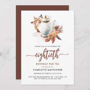 Pampas Grass 80th Birthday Tea Party Invitation