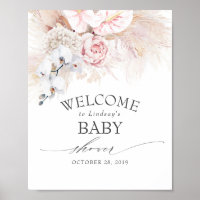 Pampas Grass and Anthuriums Baby Shower Welcome Poster