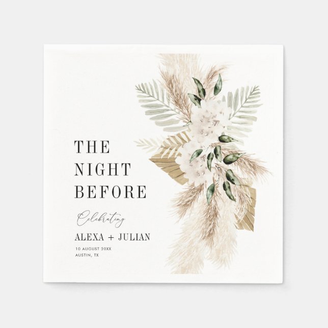 pampas grass and greenery night before napkins (Front)