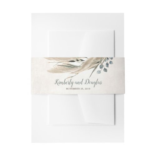 Pampas Grass and Greenery Wedding Invitation Belly Band