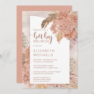 Pampas Grass and Hydrangeas Blooms Baby Brunch Inv Invitation