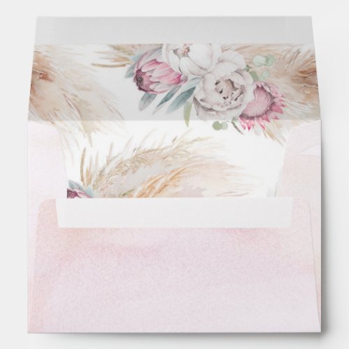 Pampas Grass and King Protea Flowers Pink Elegant Envelope