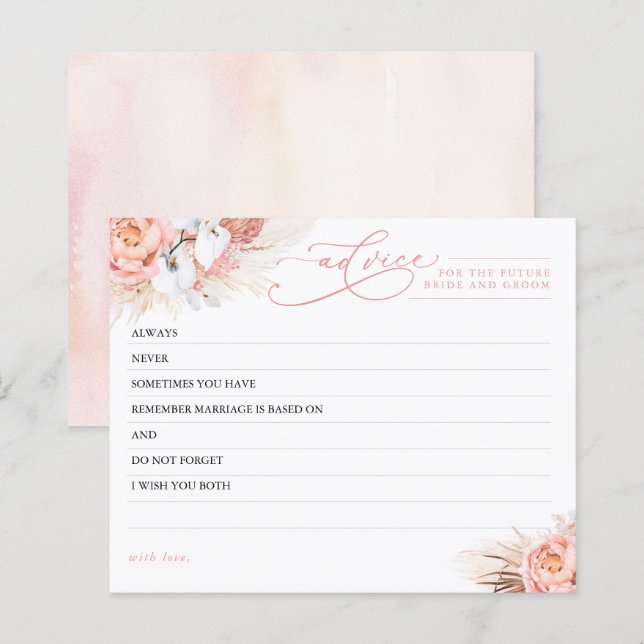 Pampas Grass and Pink Flowers Advice Card (Front/Back)