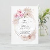 Pampas Grass and Pink Orchids Exotic Baby Shower Invitation (Standing Front)