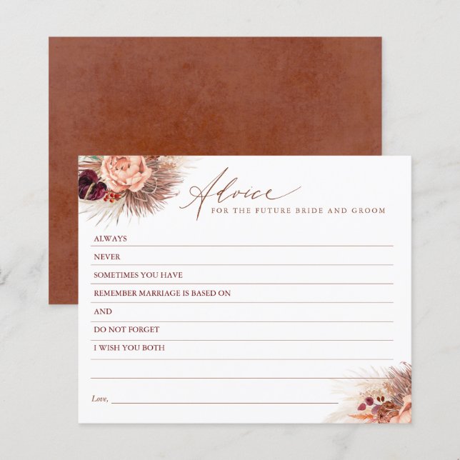Pampas Grass and Terracotta Flowers Advice Card (Front/Back)
