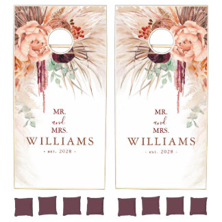 Pampas Grass and Terracotta Flowers Fun Cornhole Set