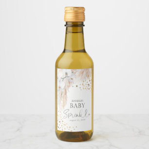 Pampas Grass and White Orchids Boho Wine Label