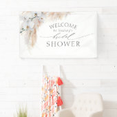 Pampas Grass and White Orchids Bridal Shower Banner (Insitu)