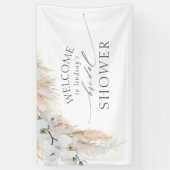 Pampas Grass and White Orchids Bridal Shower Banner (Vertical)