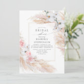 Pampas Grass and White Orchids Chic Bridal Shower Invitation (Standing Front)