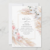 Pampas Grass and White Orchids Chic Bridal Shower Invitation (Front)