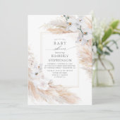 Pampas Grass and White Orchids Exotic Baby Shower Invitation (Standing Front)
