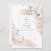 Pampas Grass and White Orchids Exotic Baby Shower Invitation (Front)