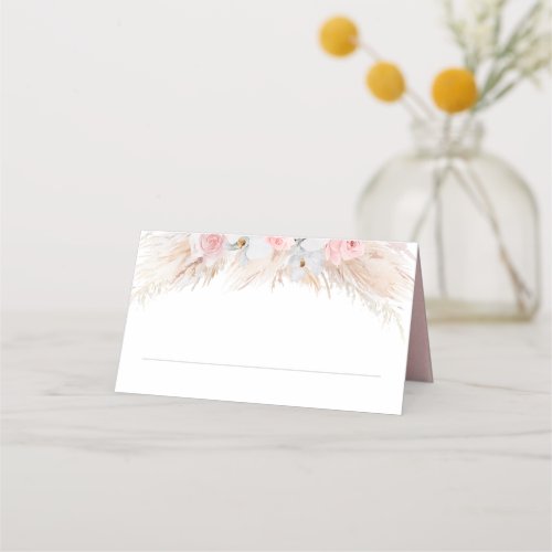 Pampas Grass and White Orchids Exotic Wedding Place Card