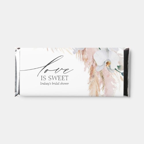 Pampas Grass and White Orchids Love is Sweet Hershey Bar Favors