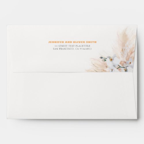 Pampas Grass and White Orchids Soft Pastel Envelope