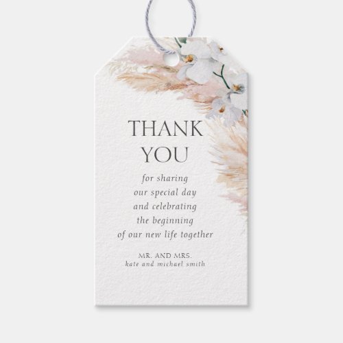 Pampas Grass and White Orchids Thank You Gift Tags