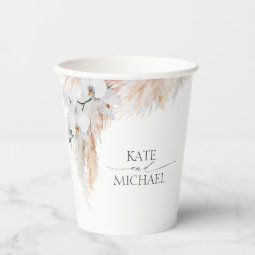 Pampas Grass and White Orchids Tropical Exotic Paper Cups | Zazzle