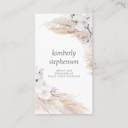 Pampas Grass and White Orchids Tropical Foliage Business Card