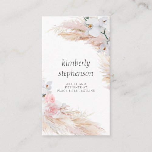 Pampas Grass and White Orchids Tropical Foliage Business Card