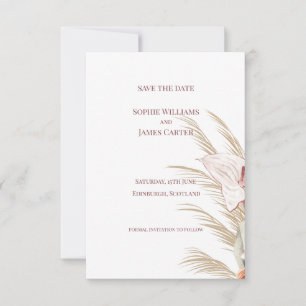 Pampas Grass Anthurium Boho Tropical Wedding Save The Date