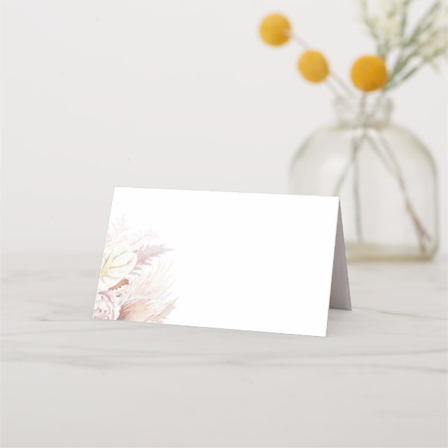 Pampas Grass Anthuriums Elegant Tropical Wedding Place Card (Front)