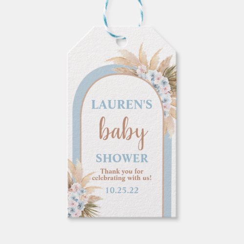 Pampas Grass Arch Baby Shower Boy Gift Tag