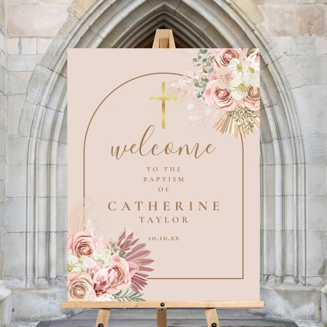 Pampas Grass Arch Baptism Welcome Sign (Pampas Grass Arch Baptism Welcome Sign)