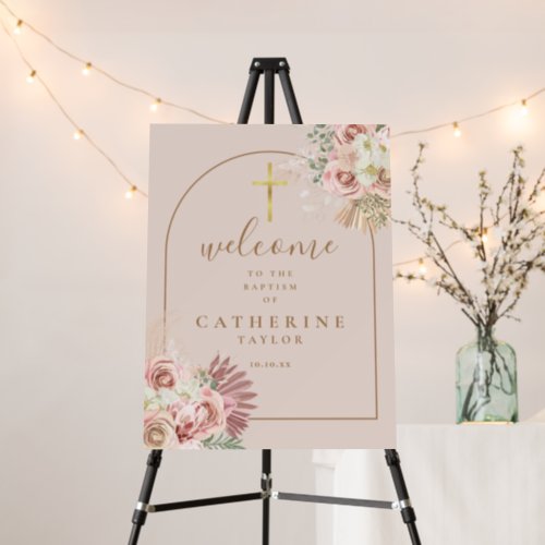 Pampas Grass Arch Baptism Welcome Sign