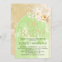 Pampas Grass Arch Boho Baby Shower Invitation