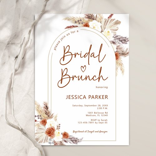 Pampas Grass Arch Terracotta Boho Bridal Brunch Invitation