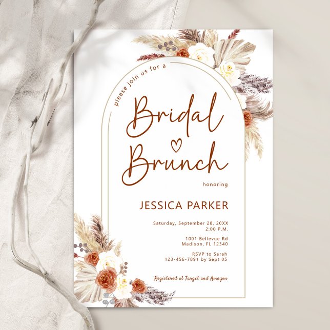 Pampas Grass Arch Terracotta Boho Bridal Brunch Invitation (Creator Uploaded)