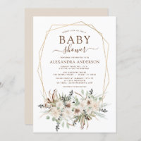 Pampas Grass Baby Shower Boho Eucalyptus Invitation