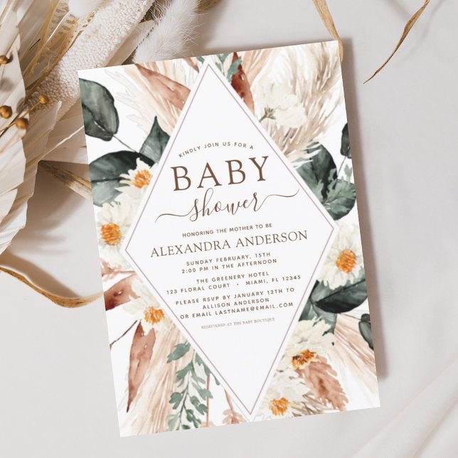 Pampas Grass Baby Shower Boho Eucalyptus Invitation (Creator Uploaded)